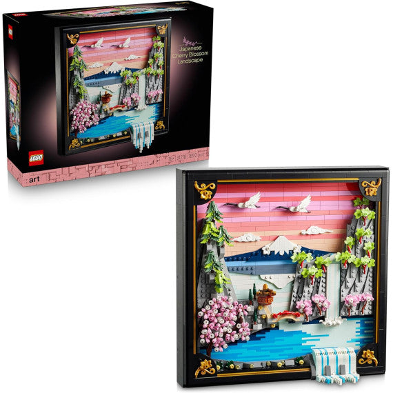 Lego Art - Paesaggio giapponese con ciliegi fioriti - Lego 31218 Cornice con Monte Fuji, Sakura e Cascata 1892pz Anni 18+