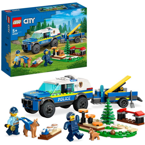 Lego City - Addestramento cinofilo mobile - Lego 60369 con Percorso a Ostacoli, SUV Polizia,Rimorchio, 2 Animali Anni 5+ 197pz