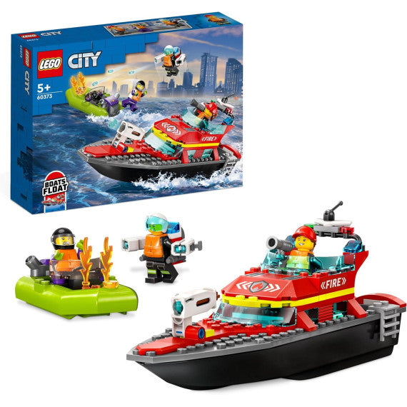 Lego City - Barca di soccorso antincendio - Lego 60373 Nave galleggiante e gommone dei Vigili del fuoco Anni 5+ 144pz