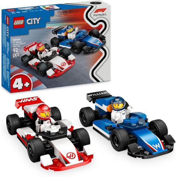 Lego City - Monoposto Williams Racing e Haas F1 - Lego 60464 Auto da corsa e 2 minifigure di piloti e starter brick Anni 4+ 92pz