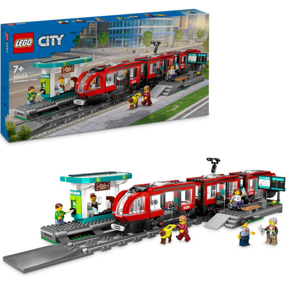 Lego City - Tram e fermata del tram - Lego 60423 Treno con stazione e vagoni ferroviari Anni 7+ 811pz