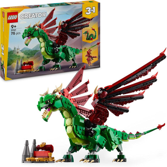 Lego Creator 3 in 1 - Drago medievale - Lego 31161 Si trasforma in Drago,Serpente Marino o in Fenice 715pz Anni 9+