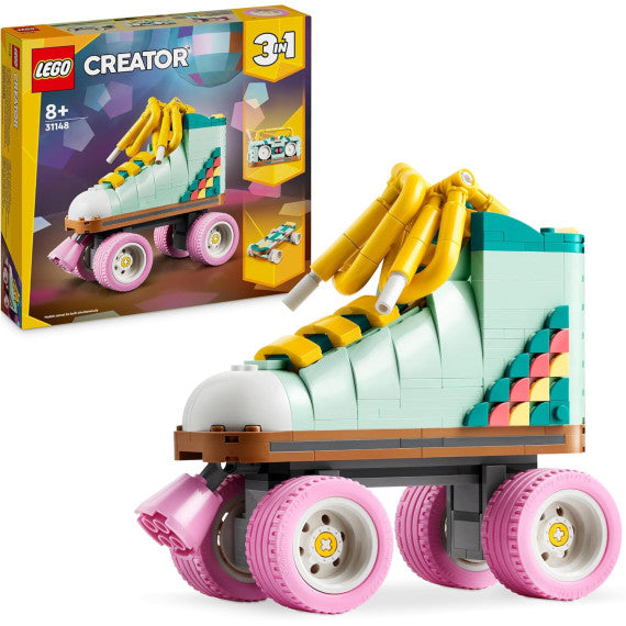 Lego Creator 3in1 - Pattino a rotelle retrò - Lego 31148 Trasformabile in Mini Skateboard o Radio Giocattolo Anni 8+ 342pz
