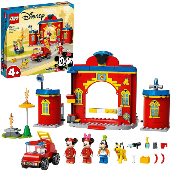 Lego Disney - Mickey and Friends Autopompa e Caserma di Topolino e i Suoi Amici con un Camion dei Pompieri Giocattolo - 10776
