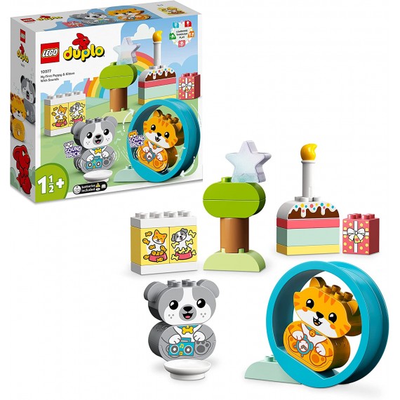 Lego Duplo - Il mio primo cagnolino e gattino con suoni - LEGO 10977 Mattoncini Grandi con Gatto e Cane ANNI 1.5+
