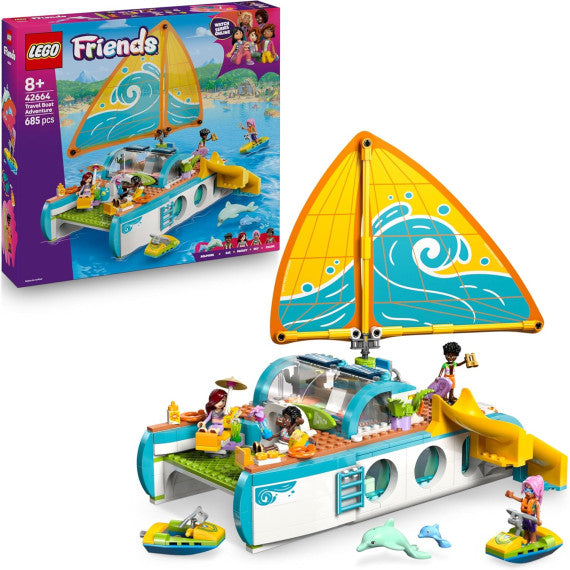 Lego Friends - Avventura sul catamarano - Lego 42664 con Vela Mobile, 4 Mini Bamboline, 2 Figure di Delfino 985pz Anni 8+