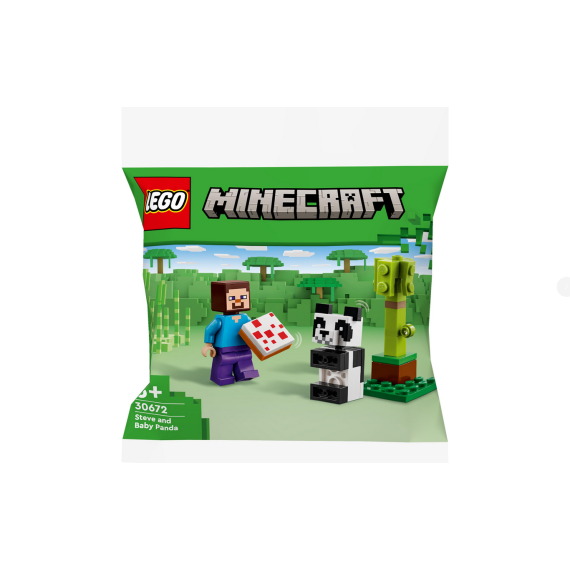Lego Minecraft - Steve con il cucciolo di panda - Lego 30672 - RARO - Lego Minecraft Polybag Set 35pz Anni 6+