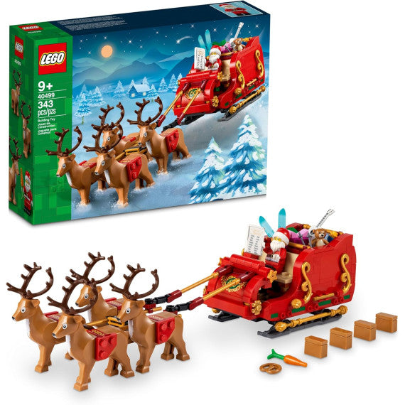 Lego Natale - La slitta di Babbo Natale – Lego 40499 Decorazione Renne, Chitarra, Orsacchiotto e Sci 343pz Anni 9+