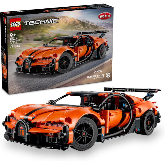 Lego Technic - Hyper Car Bugatti Chiron Pur Sport - Lego 42222 Motore W16, Sterzo e Porte Apribili Anni 9+ 771pz
