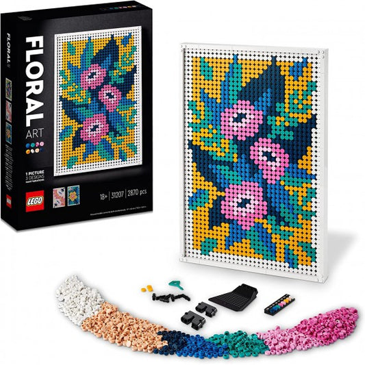 LEGO Art - Motivi Floreali - Lego 31207 Set di Decorazioni Murali 3 in 1 ANNI 18+