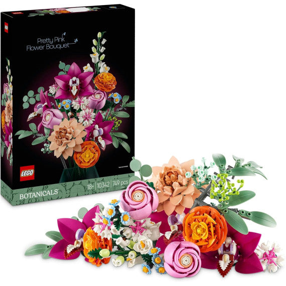 Lego Botanicals - Bouquet di fiori rosa - Lego 10342 The Botanical Collection con mazzo di Fiori Artificiali 749pz ANNI 18+
