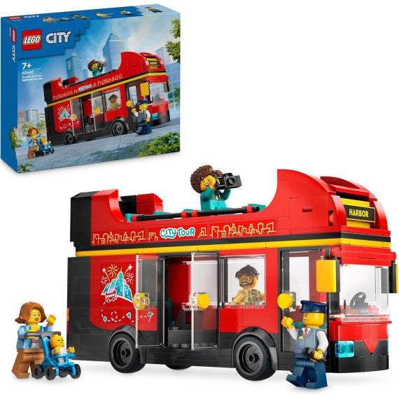 Lego City - Autobus turistico rosso a due piani - Lego 60407 con Veicolo in Stile Londinese e 5 Minifigure Anni 7+ 384pz