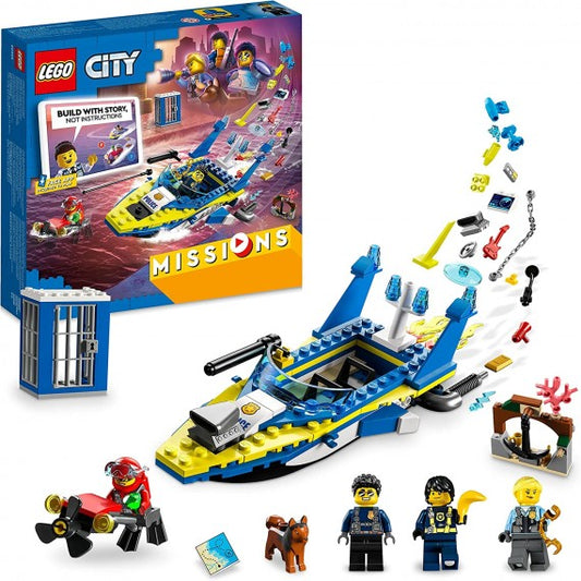 Lego City - Missioni investigative della polizia marittima - Lego 60355 Barca Giocattolo e 4 Minifigure ANNI 6+