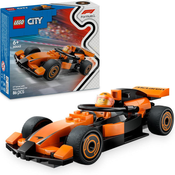 Lego City - Pilota e monoposto McLaren F1 - Lego 60442 Macchina da Formula 1 con Minifigure Anni 6+ 86pz