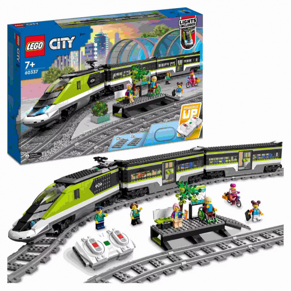 Lego City - Treno passeggeri espresso - LEGO 60337 Con locomotiva giocattolo telecomandata con luci e binari - ANNI 7+
