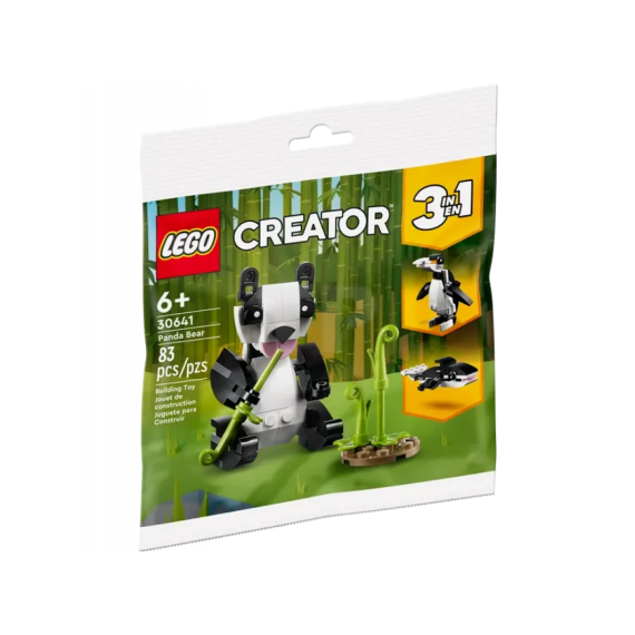 Lego Creator 3 in 1- Panda Orso - Lego 30641 -RARO- Polybag City Set 83pz puoi costruire:orso panda,orca,pinguino Anni 6+