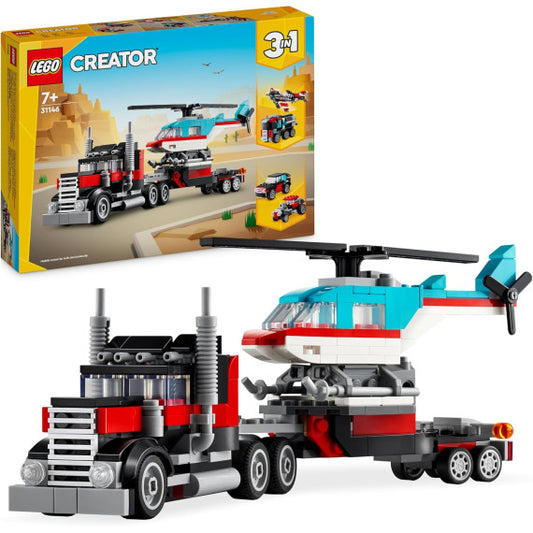 Lego Creator 3in1 - Autocarro con elicottero - Lego 31146 un camion trasportatore o un elicottero o aereo 270pz Anni 7+