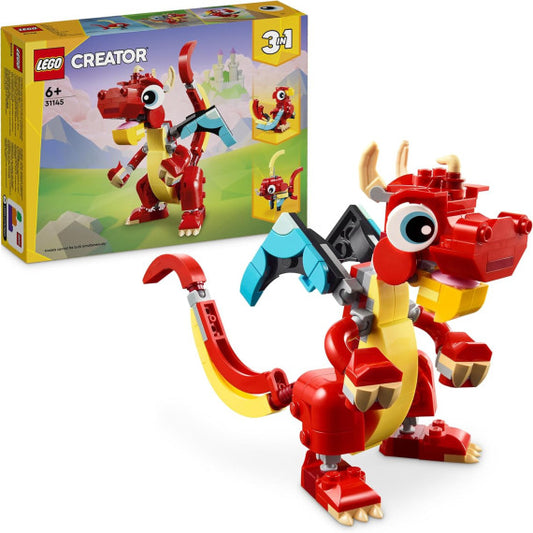 Lego Creator 3in1 - Drago rosso - Lego 31145 crea un drago o una fenice o un pesce 149pz Anni 6+