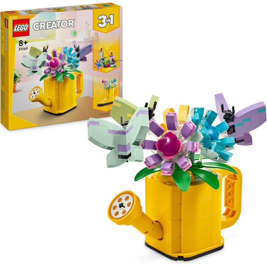 Lego Creator 3in1 - Innaffiatoio con fiori - Lego 31149 Trasformabile in Stivale Giallo o 2 Uccelli con Trespolo Anni 8+ 420pz