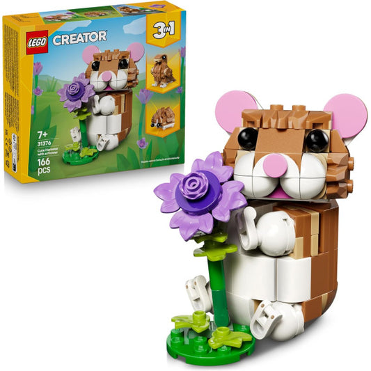 Lego Creator 3in1 - Simpatico criceto con fiore - Lego 31376 costruisci un riccio o un’aquila o un criceto 166pz Anni 7+