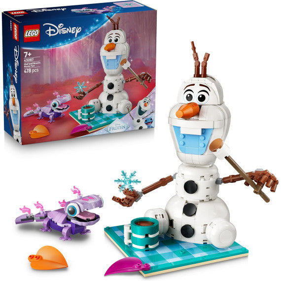 Lego Disney Frozen - Il divertente picnic di Olaf e Bruni - Lego 43287 Pupazzo di neve con coperta da picnic Anni 7+ 478pz