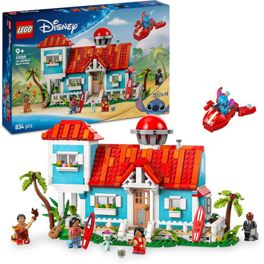 Lego Disney Princess - Casa sulla spiaggia di Lilo e Stitch - Lego 43268 con 6 Stanze, Osservatorio, Astronave Anni 9+ 834pz