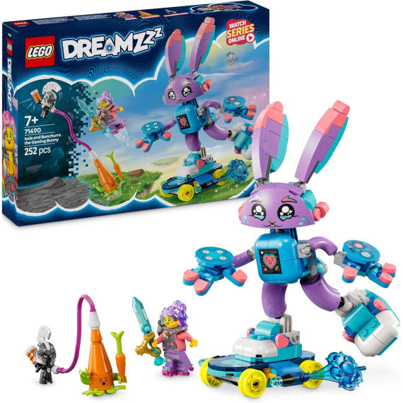 Lego DREAMZzz - 3 in 1 Izzie e il coniglietto del gaming Bunchurro - Lego 71490 con Skateboard e Booster Anni 7+ 252pz
