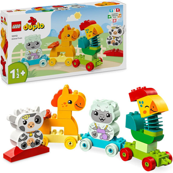 Lego Duplo - Il treno degli animali - Lego 10412 con Gallo, Cavallo, Agnello e Mucca della Fattoria 19pz Anni 1,5+