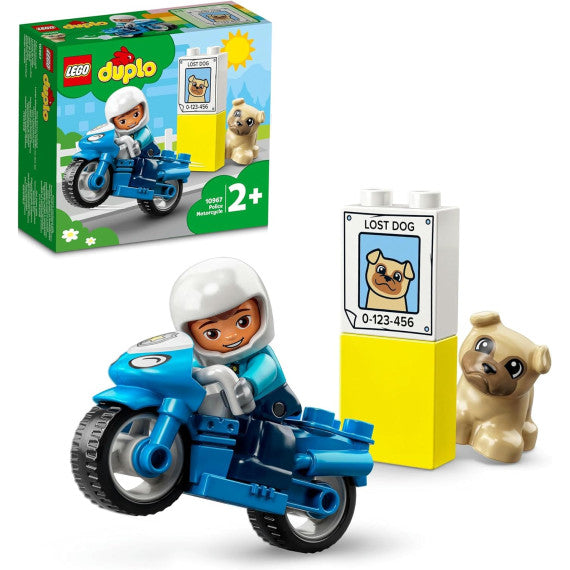Lego Duplo - Motocicletta della polizia - Lego 10967 Moto Giocattolo e Cane per Bambini Anni 2+ 5pz