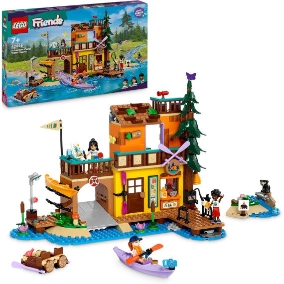 Lego Friends - Campo Avventura - Sport acquatici - Lego 42626 con molo,campeggio, accessori e 3 personaggi 628pz Anni 7+