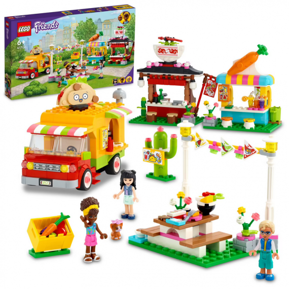 Lego Friends - Il mercato dello street food - LEGO 41701 include camion dei tacos e bar dei frullati ANNI 6+