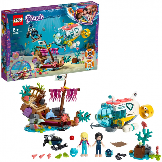 Lego Friends - La Missione di Soccorso dei Delfini - Playset con Barca e Sottomarino, Relitto e Figure dei Delfini - 41378