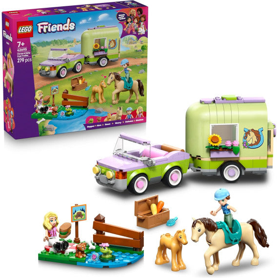 Lego Friends - Rimorchio per cavallo e puledro - Lego 42695 con Cavallo, Pony, Accessori per la Cura degli Animali 279pz Anni 7+