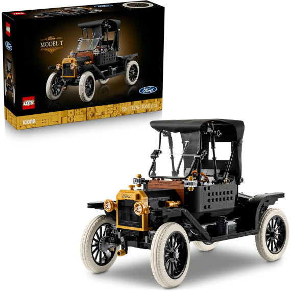 Lego Icons - Ford Model T - Lego 11376 Modello di Auto Retrò Ruote Alte e Parabrezza Apribile 1060pz Anni 18+