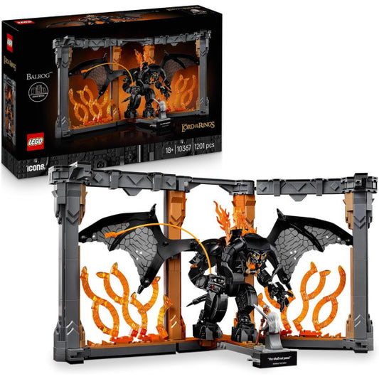 Lego Icons - Il Signore degli Anelli: Book Nook del Balrog - Lego 10367 con Gandalf il Grigio e Balrog 1201pz Anni 18+
