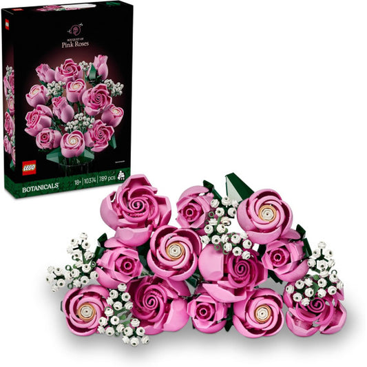 Lego Icons The Botanical Collection - Bouquet di rose rosa - Lego 10374 12 Rose e 4 Rametti di Gipsofila 789pz ANNI 18+