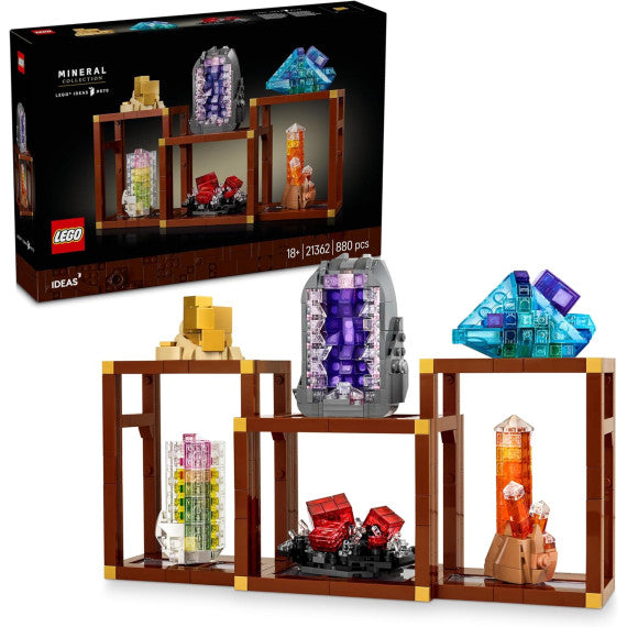 Lego Ideas - Collezione di minerali - Lego 21362  pirite dorata, l’ametista viola, la fluorite blu, la tormalina 880pz Anni 18+