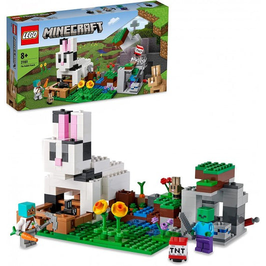 LEGO Minecraft - Il Ranch del Coniglio - Lego 21181 con Figure di Domatore, Zombie e Animali Anni 8+