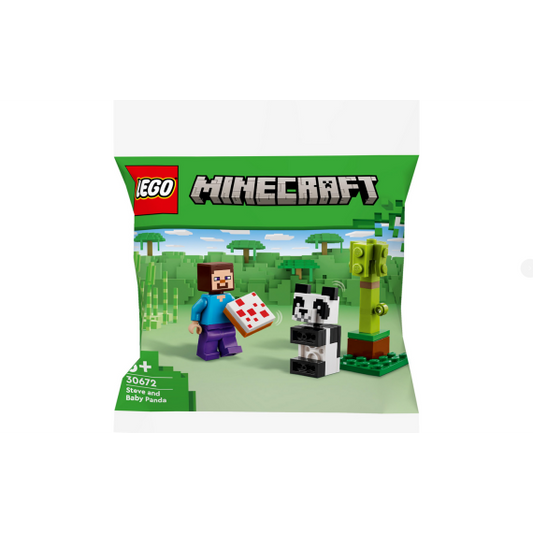 Lego Minecraft - Steve con il cucciolo di panda - Lego 30672 - RARO - Lego Minecraft Polybag Set 35pz Anni 6+