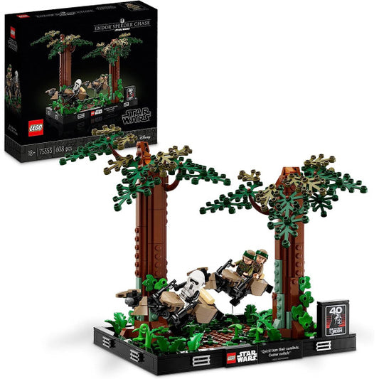 LEGO Star Wars - Diorama Inseguimento con lo speeder su Endor - Lego 75353 Speeder su Endor con Luke Skywalker 608pz Anni 18+