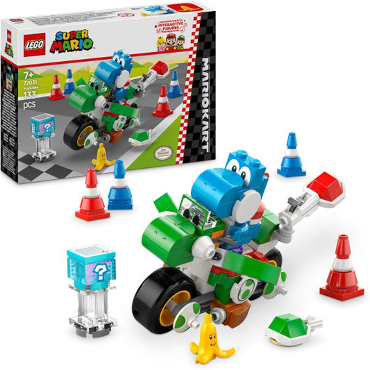 Lego Super Mario - Mario Kart: Moto Yoshi - Lego 72031  posiziona Yoshi sulla Moto e guida tra 4 coni stradali 7+ 133pz