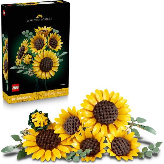 Lego The Botanicals - Bouquet di girasoli - Lego 11502 Girasoli Finti e Steli di Eucalipto Anni 18+ 686pz
